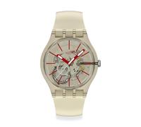 Swatch New Gent Montre à quartz unisexe à quartz résistante à l'eau, beige, Décontracté