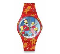 Swatch New Gent Montre Unisexe Biocéramique Rouge Quartz Étanche Merveilleux Pays des Merveilles Hivernales