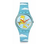 Swatch Simpsons Montre à quartz unisexe unisexe style décontracté bio-sourcé, bleu, Les Simpsons