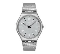 Swatch Skin Irony 42 Montre Unisexe décontractée en Acier Inoxydable à Quartz étanche, Gris