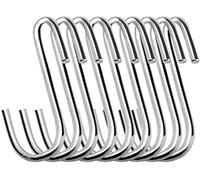 Swatowot Lot de 16 crochets robustes en forme de S de 7,6 cm pour cuisine, salle de bain, chambre à coucher et bureau (lot de 16, moyen, argent)