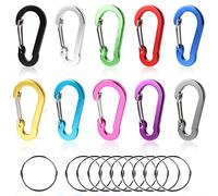 SWAWIS 10 Pièces Coloré Mousquetons Porte Clés, 50 * 15mm Mousqueton Alliage D'aluminium, Petit Mousqueton pour Camping, Pêche, Randonnée ou Voyage, D Formulaire Mousquetons