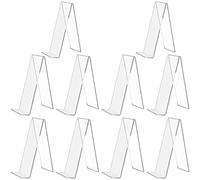 SWAWIS 10 Pièces Support Livre Acrylique 15,5 × 11,5 × 5 Cm Presentoir | Chevalet transparent, présentoir pour magazine, brochures et carte de menus, stable et élégant