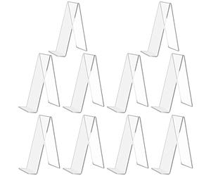 SWAWIS 10 Pièces Support Livre Acrylique 15,5 × 11,5 × 5 Cm Presentoir | Chevalet transparent, présentoir pour magazine, brochures et carte de menus, stable et élégant