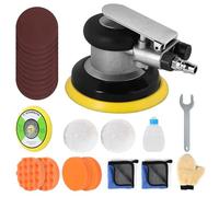 SWAWIS 125mm Ponceuse Excentrique à Air Comprimé, 12000RPM, Excentricité 5 mm, Accessoires Complets, Polisseuse Pneumatique pour Poncer et Polir les Surfaces Automobiles en Bois et en Métal