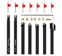 SWAWIS 21 Pièces 12mm Tour Outil de Tournage Indexables Kit, Outils de Tournage Indexables Kit avec Inserts de Carbure, pour Meulage par tronçonnage Finition de Surface de Pièc