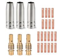 SWAWIS 26 Pièces D'usure pour Poste à Soudure MIG MAG Accessoires avec 20 Embouts de Contact, 3 Buses à Gaz, 3 Tubes Diffuseurs, Accessoires de Soudure pour Poste à Soudure MIG MAG AK15/MB15