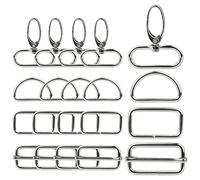 SWAWIS 40 Pièces Mousqueton Sac à Main Set, 32mm Anneaux en Forme de D Pivotant Snap Crochets Boucle Coulissante Anneaux Rectangulaires, pour Sangle de Ceinture Sac à Dos DIY (Argent)