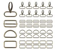 SWAWIS 40 Pièces Mousqueton Sac à Main Set, 32mm Anneaux en Forme de D Pivotant Snap Crochets Boucle Coulissante Anneaux Rectangulaires, pour Sangle de Ceinture Sac à Dos DIY (Bronze)