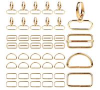 SWAWIS 40 Pièces Mousqueton Sac à Main Set, 32mm Anneaux en Forme de D Pivotant Snap Crochets Boucle Coulissante Anneaux Rectangulaires, pour Sangle de Ceinture Sac à Dos DIY (Bronze)