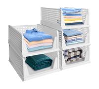 SWAWIS 5 Pièces Organisateur Empilable Tiroir, 43 * 32.5 * 18.5cm Rangement de Vêtements Armoire, Boîtes Armoire Pliables en Plastique pour Vêtements Cuisine Chambre à Coucher
