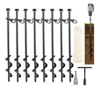 SWAWIS 8 Pièces Ancrage au Sol Piquet de Fixation Acier Trampoline Tente | Ancrage au sol en acier pour trampoline, tentes, auvents, abris et abri de jardin, sardines de fixation, maintien sûr au sol
