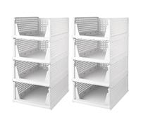 SWAWIS 8 Pièces Organisateur Empilable Tiroir, 43 * 32.5 * 18.5cm Rangement de Vêtements Armoire, Boîtes Armoire Pliables en Plastique pour Vêtements Cuisine Chambre à Coucher