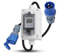 SWAWIS Compteur Electrique Numérique Mobile avec Fiche CEE 230V IP67 Wattmetre Mobile Extérieur KWH Wattmetre Prise avec LED/Réinitialisation, Prise Compteur D'énergie