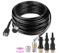 SWAWIS Déboucheur Canalisation Haute Pression 30M 180bar - Tuyau Flexible Nettoyeur Avec 2 Buses 3 Adaptateurs Pour Kärcher K2-K7 Lavor Parkside Bosch