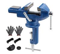 SWAWIS Étaux d'Établi, Largeur de Mâchoire 70mm, Étau de Table avec Base Pivotante à 360 Degrés-Peut Étre Utilisé pour Fixer des Pièces Telles Que le Bois Et le Métal, Bleu