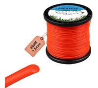 SWAWIS Fil de Coupe Nylon Rond 1,6mm/200m Bobine de Tondeuse Trimmer Line de Rechange pour Jardin de Mauvaises Herbes Fil pour débroussailleuse, Orange