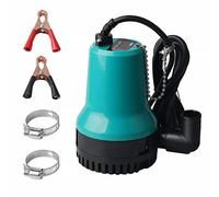 SWAWIS Pompe à Eau Pompe Vide Cave DC 12V 50W 4200L/H Pompe Immergée pour Puit Piscine, Cave, Étang avec Câble de 2,3M Pince