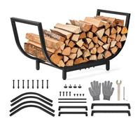 SWAWIS Porte-Bûches pour Rangement de Bois 78x33x39cm avec Gants | Range Buche Forme de U, Étagère à Bois de Cheminée pour Intérieur et Extérieur, Facile à Monter et à Transporter