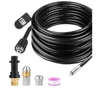 SWAWIS Tuyau Déboucheur Canalisation Haute Pression 15M 180bar avec Buse à Jet et Buse Rotatif, Adaptateurs pour Kärcher K2-K7