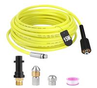 SWAWIS Tuyau Nettoyeur Haute Pression 15M 180bar Furet Deboucheur Canalisation Flexible Tuyau Deboucheur Canalisation Haute Pression avec 2 Buse Adaptateur pour Kärcher K2-K7 Nettoyeur Haute Pression