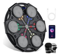 SWBSLL Machine de Boxe Musicale, Boxe Mural Musique avec Gants de Boxe, Mode Bluetooth, Lumières LED Colorées, Réglage à 5 Vitesses, Plusieurs Modes d'Entraînement Sport (Noir)