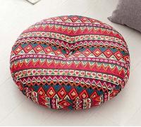 SWD TWTH Coussin de chaise rond doux et épais de 10 cm/15 cm, 40/50/60 cm, pour balcon, tatami, terrasse, baie, salon, sol, maison (50 x 50 cm, rouge C)