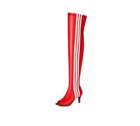 SWDZM Bottes de Jazz pour Femmes à Trois Bandes et à Bouche de Poisson,Talon-7cm,Rouge-PM,EU 40