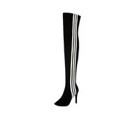 SWDZM Bottes de Jazz pour Femmes à Trois Bandes et à Bouche de Poisson,Talon-9cm,Noir-LK,EU 40