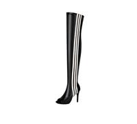 SWDZM Bottes de Jazz pour Femmes à Trois Bandes et à Bouche de Poisson,Talon-9cm,Noir-PM,EU 37.5