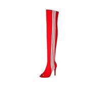 SWDZM Bottes de Jazz pour Femmes à Trois Bandes et à Bouche de Poisson,Talon-9cm,Rouge-LK,EU 41