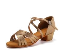 SWDZM Chaussures Danse Latine Fille de Salon Salsa Pratique,Beige,31.5 EU