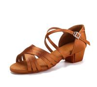 SWDZM Chaussures Danse Latine Fille de Salon Salsa Pratique,Marron,36 EU