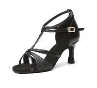 SWDZM Chaussures de Danse Latine Femme 7 cm Tango Salsa Practice Danse de Salon,Noir,EU 40