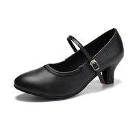 SWDZM Chaussures de Danse Latine Femme a Bout Fermé Latine Tango Salsa,Noir,Talon 5cm,Semelle en Daim,38EU