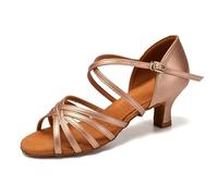 SWDZM Chaussures de Danse Latine Femme Sandales Danse du Parti De Tango Chaussures De Danse De Salon,221PU-Rose,Talon 5cm,EU 38