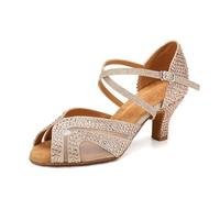 SWDZM Chaussures de Danse Latine Femmes Rhinestone Tango Salsa Performance Professionnelle,1025,Or,Talon-6CM,EU 36.5