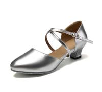 SWDZM Chaussures de Danse Latine fermées pour Femmes Wedding Party Salsa Tango Performance Shoes,FT-188,Argent,Talon-3CM,EU 40
