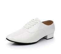 SWDZM Chaussures de Danse Latine Homme et à Lacets Salle de Bal Chaussures de Salsa Tango Valse Entrainement,Blanc,Tacco 2.5cm,Suola in Gomma,43EU