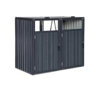 Cache poubelle gris en acier galvanisé. 2 places L 146 x P 82 x H 124 cm