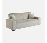 sweeek - Canapé Convertible 3 Places Beige Velours côtelé L 231 x P 96.5 x H 80cm