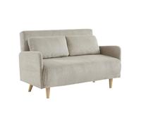 swe anapé Convertible en Velours côtelé - Panam - 2 Places scandinave. Pieds Bois. Beige/Greige. Banquette. Dossier inclinable