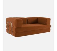 swe anapé Vintage Convertible 3 Places en Velours côtelé Terracotta et Armatures chromées L 200 x P 100 x H 72cm - Seventies