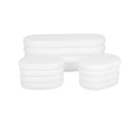 sweeek - Banc Coffre en bouclettes Blanches avec 2 poufs ovales de Rangement intégrés - L111cm
