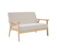 sweeek - Banquette canapé 2 Places en Bois et Tissu Velours côtelé Coloris Blanc crème. Isak. L 114 x P 69.5 x H 73cm