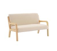 sweeek - Banquette scandinave Enfant en Bois et Tissu Bouclette Beige 2 Places
