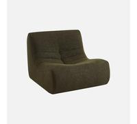Fauteuil chauffeuse en bouclette texturée kaki foncé style contemporain 1 place