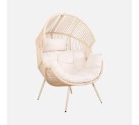 sweeek - Fauteuil Oeuf de Jardin Acier et résine Beige - Salenza