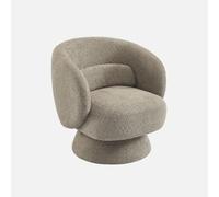 Fauteuil pivotant. rotatif 360° en tissu avec coussin beige - L 76 x P 76 x H 76.5cm - Elias