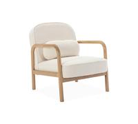 Fauteuil scandinave arrondi bois d'hévéa et bouclette AMELIE